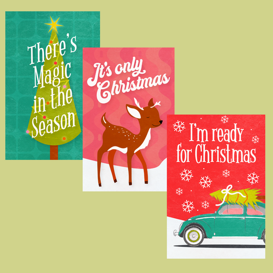 Bold Retro Christmas Card Set